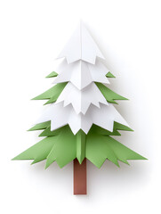 Obraz premium Origami paper Christmas fir tree isolated on white background isolated on white