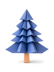 Fototapeta premium Origami paper Christmas fir tree isolated on white background isolated on white