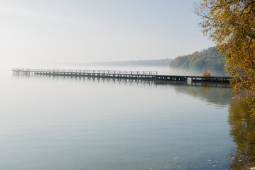 Misty Lake in Fall