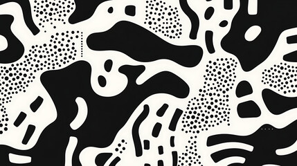 Fototapeta premium Monochrome Black and White Abstract Pattern with Organic Shapes
