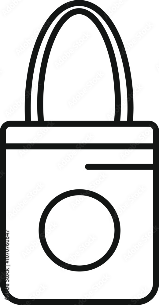 Poster simple line icon representing a reusable shopping bag, emphasizing eco friendly practices and modern