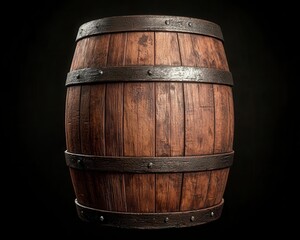 Fototapeta premium Lowpoly wooden barrel, rustic design, isolated asset, 3D illustration