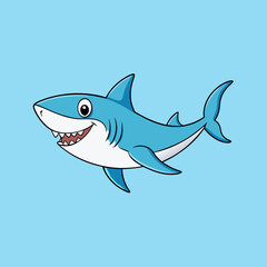 Cute cartoon shark isolated on white
