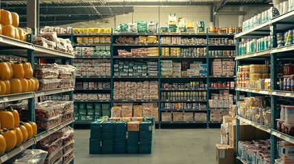 A well-organized grocery store aisle showcasing various products arranged neatly on shelves, emphasizing expiration dates for optimal freshness and selection.