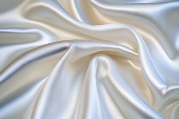 Obraz premium A close-up view of smooth, white satin fabric, showcasing its elegant texture and sheen, ideal for fashion or interior design.