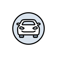 Car front simple color icon. Automobile and car dealer symbol. Auto, view, sport, race, transport, transportation sign. Vector illustration isolated on white background