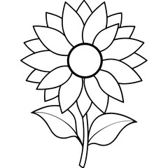 Sunflower Outline Floral Vector.