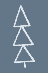 Three-tier Christmas tree color. Doodle clipart illustration.