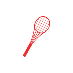 badminton playing sports  silhouette  vector icon with racket and feather ball