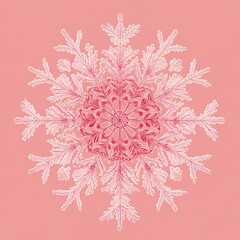 abstract intricate white snowflake on soft green background, with leaf-like patterns and ornamental embellishments,  timeless wallpaper and holiday celebratory themed card banner backdrop