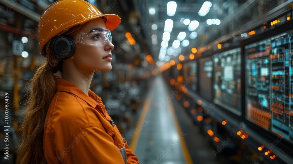 Poster ai avatars assist factory workers in monitoring automated tasks in a modern manufacturing facility