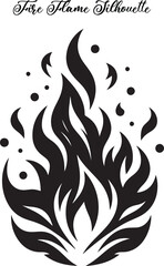 A bold fire flame silhouette with sharp, dancing shapes, capturing intense energy and heat in outline.
