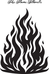 A bold fire flame silhouette with sharp, dancing shapes, capturing intense energy and heat in outline.