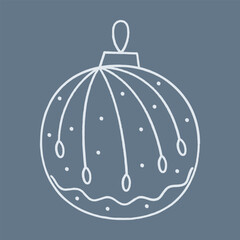 Doodle Christmas ball with abstract pattern and wave shape. Color clipart illustration.