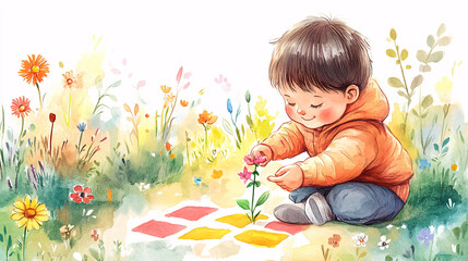 Hand-drawn illustration of a sunflower with autumn leaves, isolated on a white background, ideal for seasonal and wedding-themed art