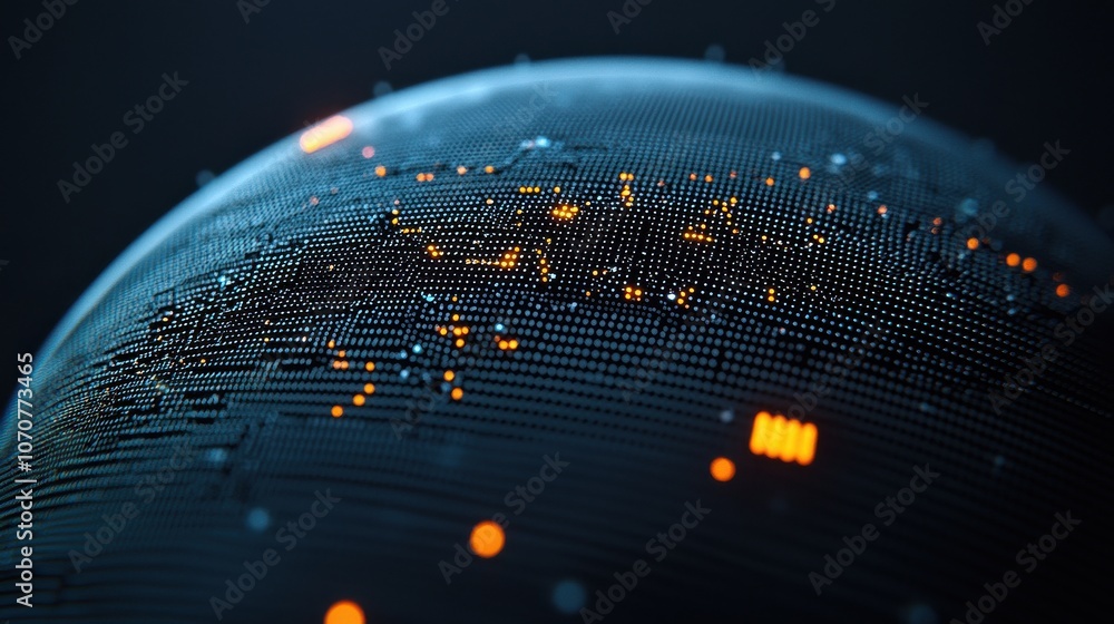 Poster the interconnected trends of internet infrastructure through an abstract network globe