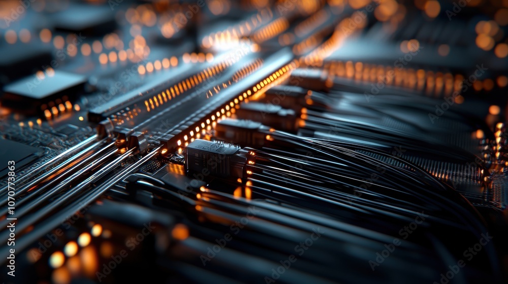 Poster illuminated data server leds showcase advancements in internet infrastructure trends