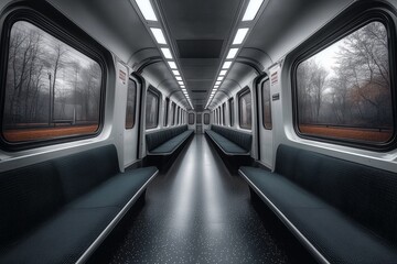 Fototapeta premium Empty seats in electric train
