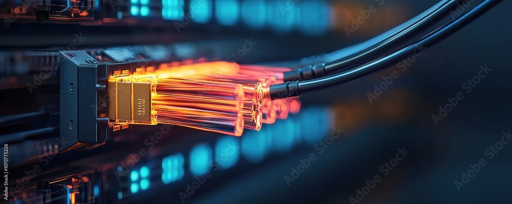 Aufkleber enhancing internet infrastructure with high-speed fiber optics in dark server rooms exploring curren
