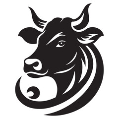 Stylized Black and White Bull Head Logo - Minimalist Animal Icon Design
