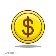 money, coin dollar icon, cash flat vector illustration