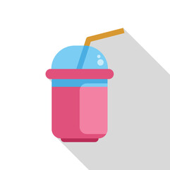 Refreshing milkshake in takeaway cup with straw and bubbles, perfect for a quick and tasty treat