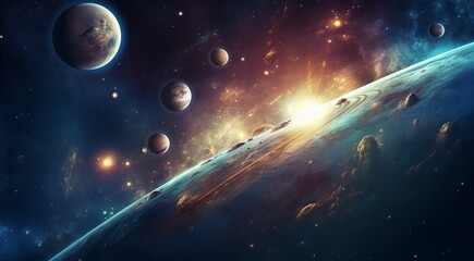 Obraz premium planets in the spache, planets in the dark