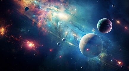 Obraz premium planets in the spache, planets in the dark