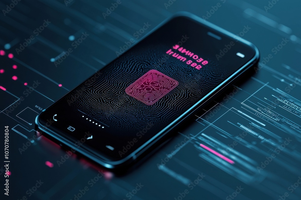 Poster the future of finance with a closeup on a smartphone featuring a digital wallet and biometrics authe