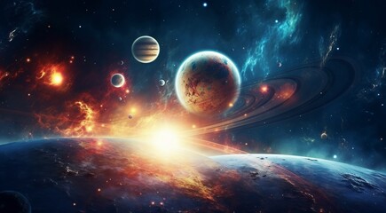 Obraz premium planets in the spache, planets in the dark