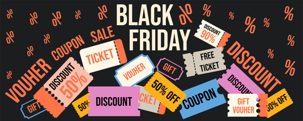 black friday discount vector objects set. Elements for decor banner label icons stickers