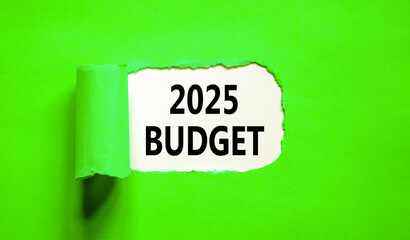 Planning 2025 budget new year symbol. Concept words 2025 Budget on beautiful white paper. Beautiful green paper background. Business 2025 budget new year concept. Copy space.