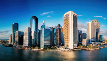 Obraz premium A city seen through VR glasses, rapidly changing and transforming before our eyes, creating an immersive, futuristic urban experience.