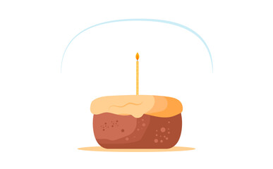 birthday cake with candle.Vector for postcards and stickers