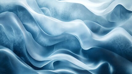 Obraz premium Soft flowing waves of translucent blue fabric creating a serene and calming texture.