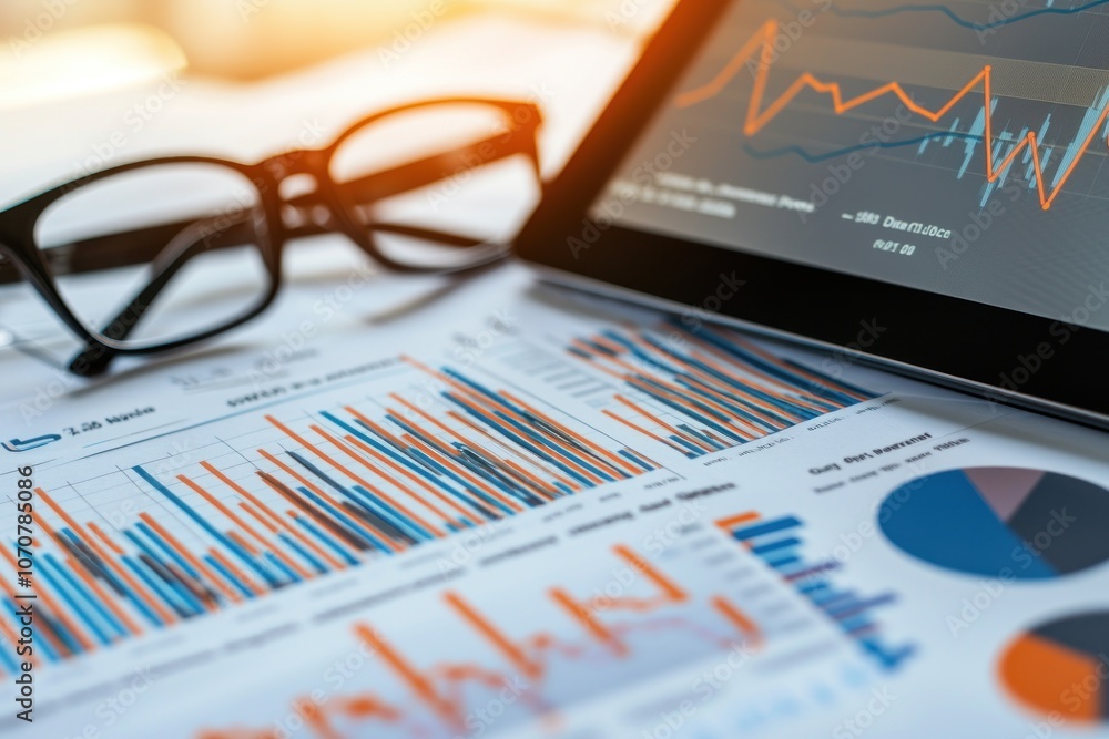 Poster financial data analysis with graphs and charts