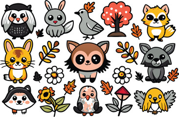Obraz premium Animals and plants clipart vector