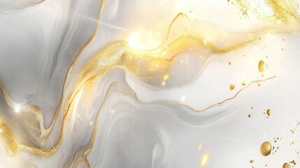 Abstract marble pattern with gold accents, modern elegance with intricate details, white.