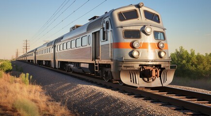 Obraz premium close up of train on the railroad, train in motion