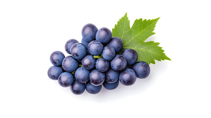 Fototapeta premium Blue grape clusters on white backdrop creating an organic product copy space image