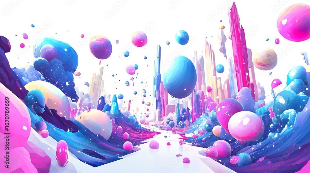 Poster vr the multiverse, merging 2d and 3d elements in a dynamic scene
