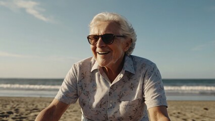 Senior couple having fun at the beach