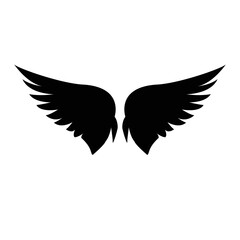 Vector monochrome set of different wings for design black