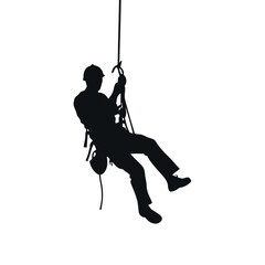 Rappelling man vector Silhouette isolated white background