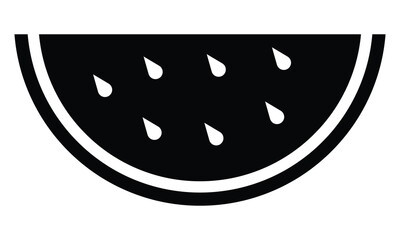 Watermelon icon, vector silhouette. Watermelon icon sliced ripe isolated on white background. Summer symbol for your web site  app, design, logo. Vector illustration. 