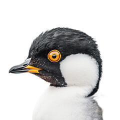 Naklejka premium Close-up of a Unique Penguin with Vibrant Yellow Eye