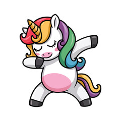 Cute Cartoon Unicorn character, vector, illustration isolated on white background, bright colorful , playful, cartoon style