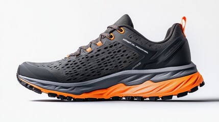 Closeup of a Black and Orange Athletic Shoe