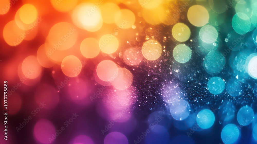 Poster a vibrant, colorful bokeh background with sparkling lights and a dreamy atmosphere.