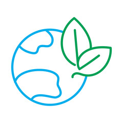 Sustainable Icon – Earth with Leaves, Representing Eco-Friendly, Renewable, and Environmental Responsibility
